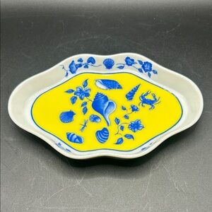 Lynn Chase Costa Azzurra Nautical Floral Porcelain Seashell Motif Trinket Dish